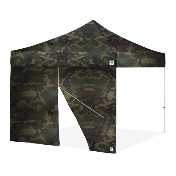 E-Z Up TAA Compliant Food Booth Middle Zipper Sidewall, 13' W x 13' H, Woodland Camo - SW3PRFBMTC13WC