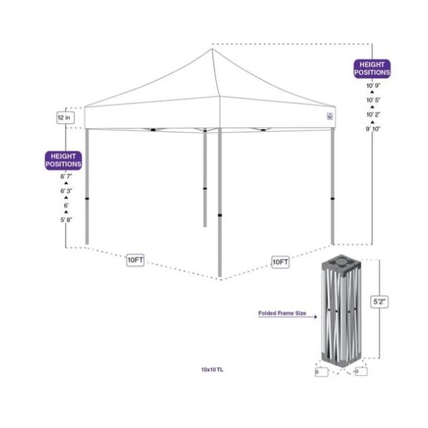 Impact Canopy TL Kit 10 FT x 10 FT  , 210d Top Blue , Roller Bag, and 4 Weight Bags - 283020203