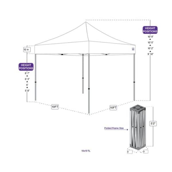 Impact Canopy TL Kit 10 FT x 10 FT  , 210d Top White , Roller Bag, and 4 Weight Bags - 283020201
