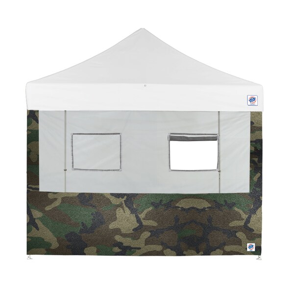 E-Z Up TAA Compliant Food Booth Sidewall with 2 Serving Windows, 8' W x 8' H, Woodland Camo - SW3FB8FXTMC2WWC