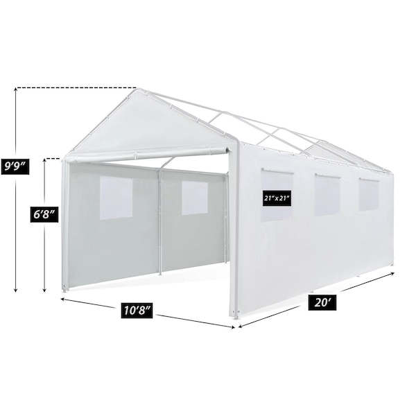 King Canopy 10ftx20ft Canopy Enclosure Sidewall Kit, Fits 10ft 8in by 20ft frames, White,  - SWK1020WW-2