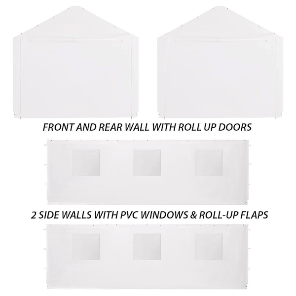 King Canopy 10ftx20ft Canopy Enclosure Sidewall Kit, Fits 10ft 8in by 20ft frames, White,  - SWK1020WW-2