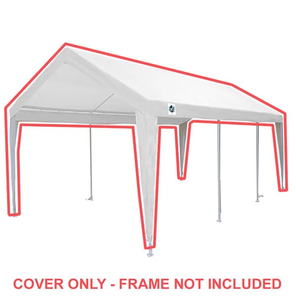 King Canopy 10ftx20ft Fitted Replacement Cover W/ Legs Skirts, Fits a 10ft 8in x 20ft frame, White/White - PTCL1020FR6