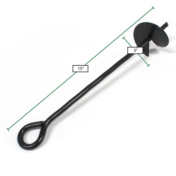 King Canopy 8-Piece Ground Anchor Kit, 15in Steel Powder Coated, Auger Style w/80 feet of Rope, Black - A8200
