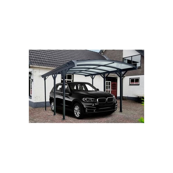 Almo Fulfillment Services Hanover Aluminum Carport, 226-11/16"L x 118"W x 86-3/5"H, Dark Gray - HANCARPRT19X10-GRY