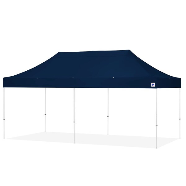 E-Z Up TAA Compliant Eclipse Shelter, 10' W x 20' L, White Steel Frame, Navy Blue Top - EC3STL20KFWHTMCNB