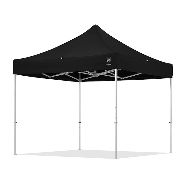 E-Z Up Freedom83 Shelter, 10' W x 10' L, TAA Compliant, Berry Amendment, Gray Aluminum Frame, Black Top - F83KCB10BK