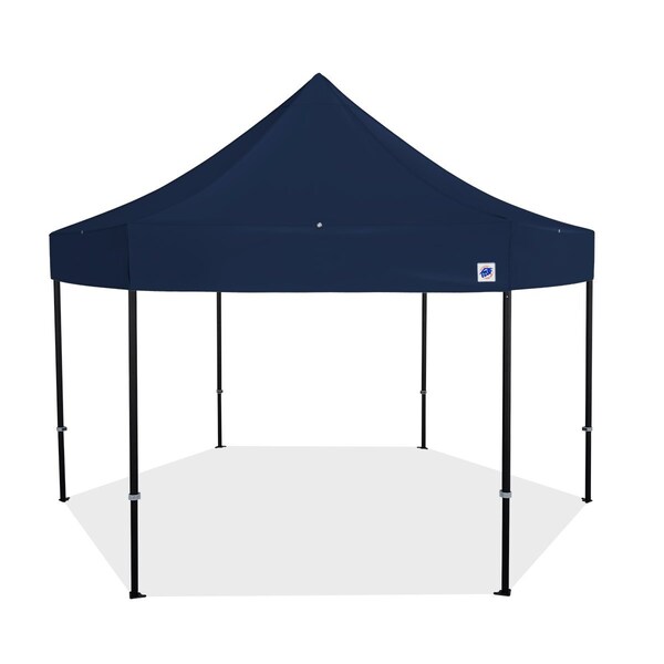 E-Z Up TAA Compliant HUB Shelter, 15' W x 15' L, Black Aluminum Frame, Navy Blue Top - HB3ALU15KFBKTNB