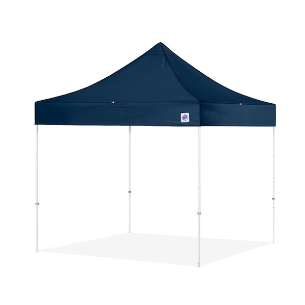 E-Z Up TAA Compliant Eclipse Shelter, 8' W x 8' L, White Steel Frame, Navy Blue Top - EC3STL08KFWHTNB
