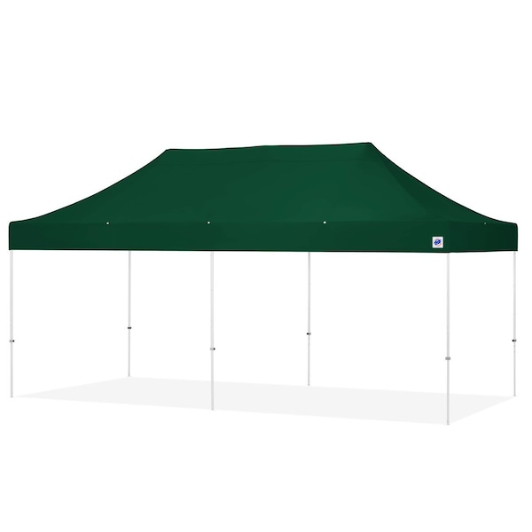 E-Z Up TAA Compliant Eclipse Shelter, 10' W x 20' L, White Steel Frame, Forest Green Top - EC3STL20KFWHTMCFG