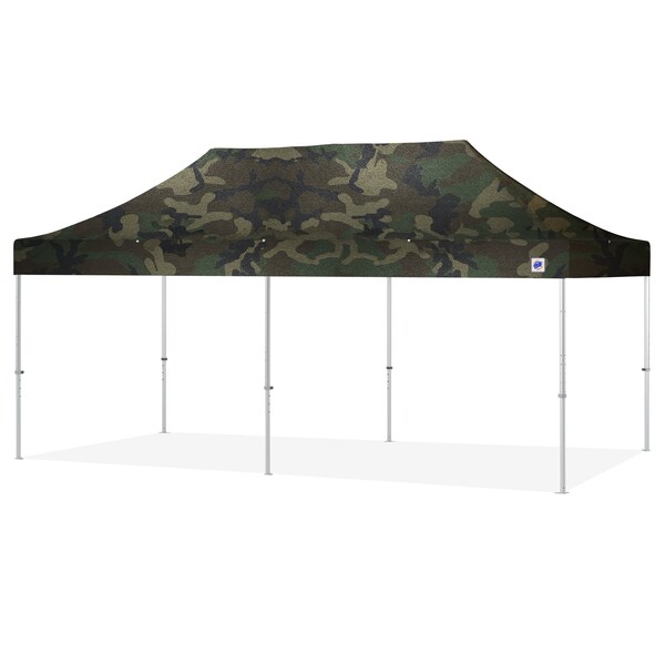 E-Z Up TAA Compliant Endeavor Shelter, 10' W x 20' L, Gray Aluminum Frame, Woodland Camo Top - END3A20KMCWC