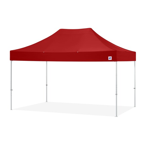 E-Z Up TAA Compliant Endeavor Shelter, 10' W x 15' L, Gray Aluminum Frame, Red Top - END3A15KMCRD