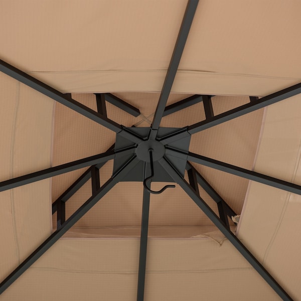 Sunjoy 11ft. x 11 ft. 2-tone Bronze Bamboo Steel Gazebo with 2-tier Hip Roof - A101011900