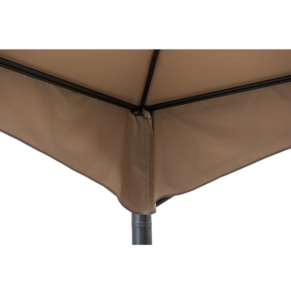 Sunjoy 11ft. x 11 ft. 2-tone Bronze Bamboo Steel Gazebo with 2-tier Hip Roof - A101011900