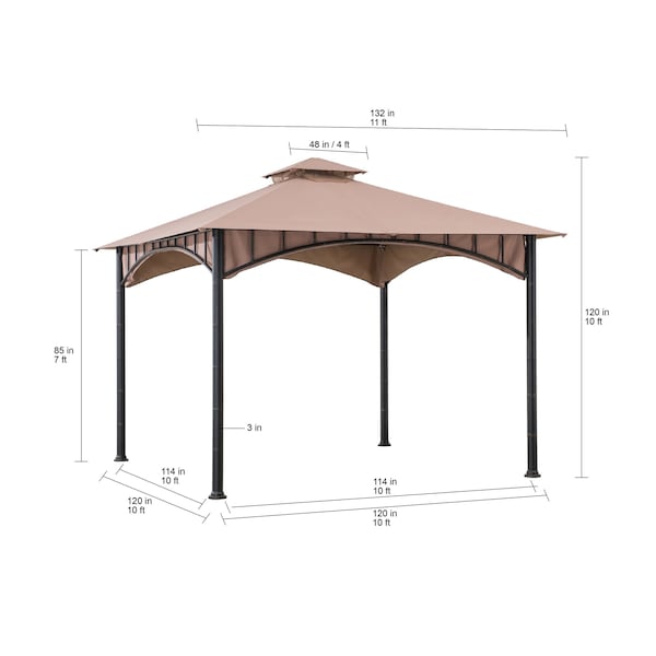 Sunjoy 11ft. x 11 ft. 2-tone Bronze Bamboo Steel Gazebo with 2-tier Hip Roof - A101011900