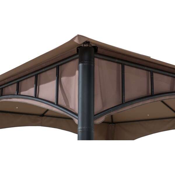 Sunjoy 11ft. x 11 ft. 2-tone Bronze Bamboo Steel Gazebo with 2-tier Hip Roof - A101011900
