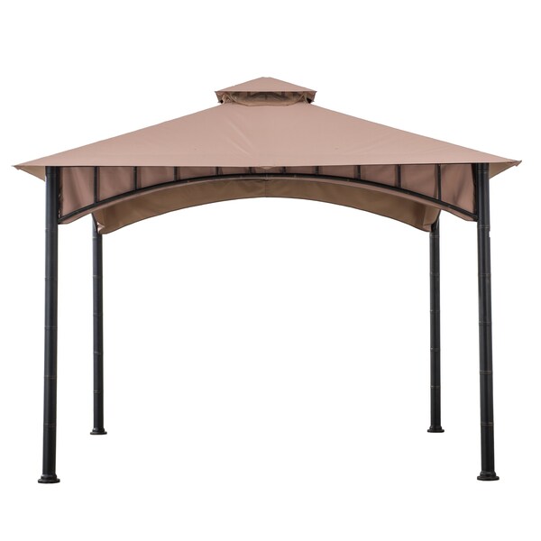 Sunjoy 11ft. x 11 ft. 2-tone Bronze Bamboo Steel Gazebo with 2-tier Hip Roof - A101011900