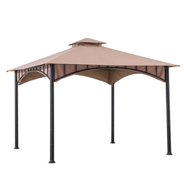 Sunjoy 11ft. x 11 ft. 2-tone Bronze Bamboo Steel Gazebo with 2-tier Hip Roof - A101011900