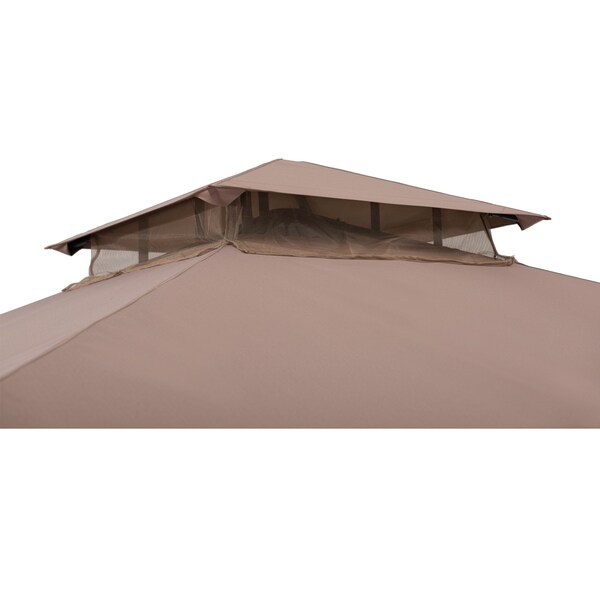 Sunjoy 11ft. x 11 ft. 2-tone Bronze Bamboo Steel Gazebo with 2-tier Hip Roof - A101011900