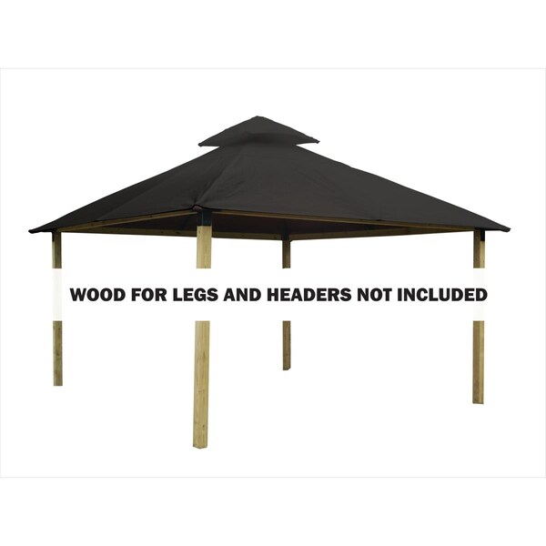 Superherostuff 14 sq. ft. Gazebo Roof Framing & Mounting Kit with Storm Grey Outdura Canopy - PA3746443