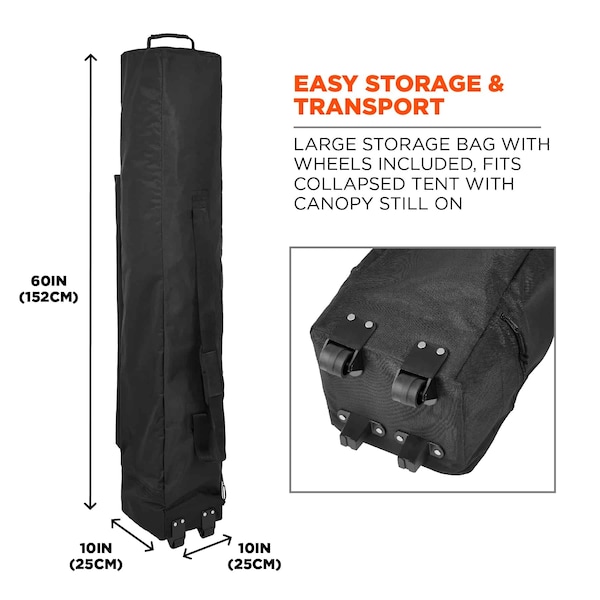 Ergodyne Single Heavy-Duty Pop-Up Tent, 10 ft., Bl - 6000