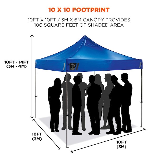 Ergodyne Single Heavy-Duty Pop-Up Tent, 10 ft., Bl - 6000