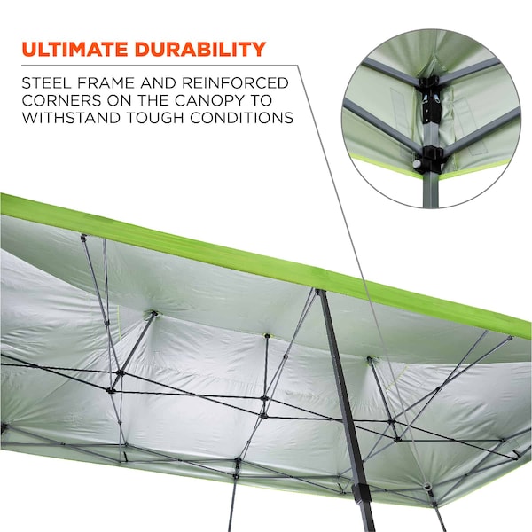 Ergodyne Sngl Lime Heavy-Duty Pop-Up Tent, 10 ft. - 6015