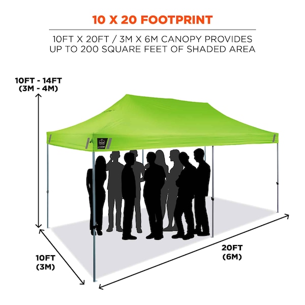 Ergodyne Sngl Lime Heavy-Duty Pop-Up Tent, 10 ft. - 6015