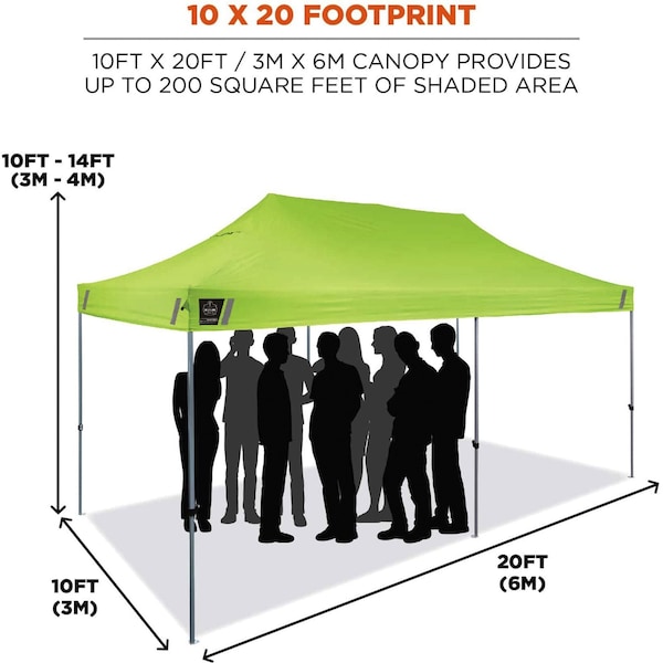 Ergodyne Sngl Lime Heavy-Duty Pop-Up Tent, 10 ft. - 6015