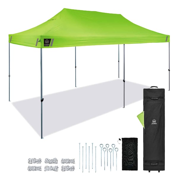 Ergodyne Sngl Lime Heavy-Duty Pop-Up Tent, 10 ft. - 6015