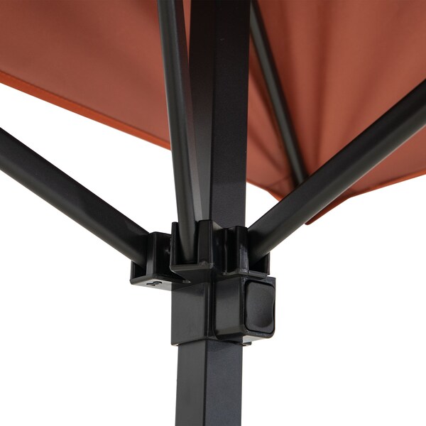 Sunjoy 8ft x 5ft Double Roof Red Pop up Grill Gazebo with Portable Bag and Removable Remote Control Light - A103006112