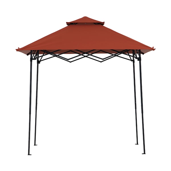 Sunjoy 8ft x 5ft Double Roof Red Pop up Grill Gazebo with Portable Bag and Removable Remote Control Light - A103006112