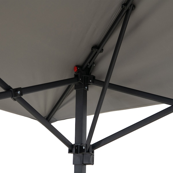 Sunjoy 8ft x 5ft Double Roof Grey Pop up Grill Gazebo with Portable Bag and Remote Control Light - A103006111