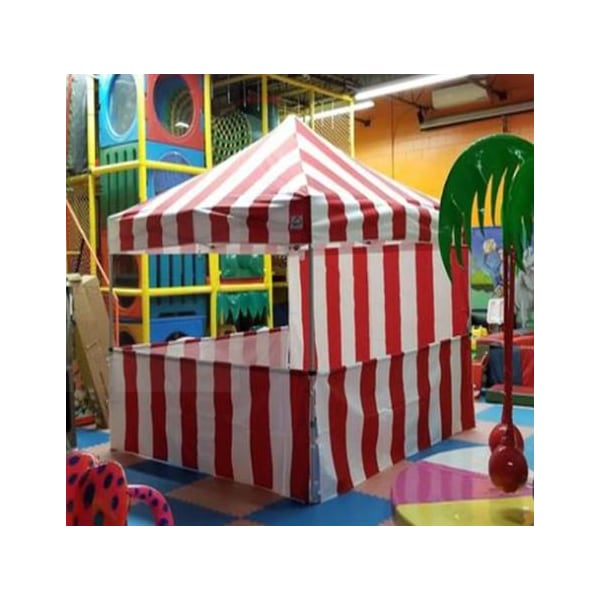 Impact Canopy Carnival Kit 10 FT x 10 FT  Steel Frame - 1 Top, 3 Rails Skirts, and 1 Backwall, Red and White - 040040001