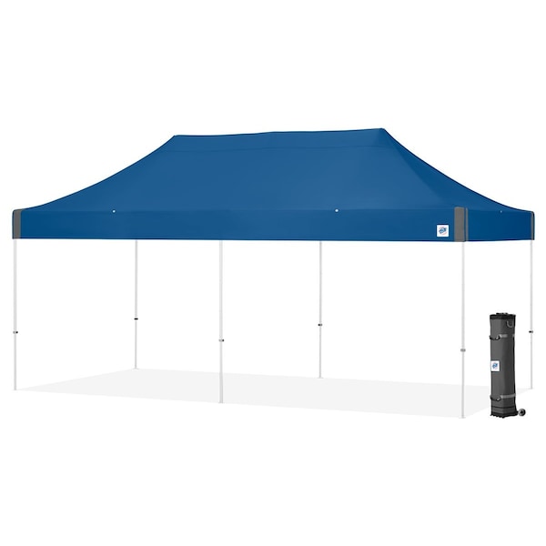 E-Z Up Vantage Shelter, 10' W x 20' L, White Steel Fame, Royal Blue Top - VG3WH20RB