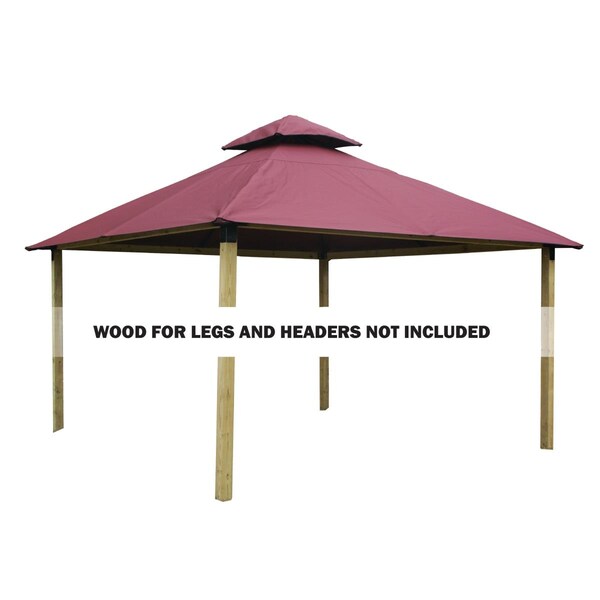 Superherostuff 14 sq. ft. Gazebo Roof Framing & Mounting Kit with Maroon Sundura Canopy - PA3737726