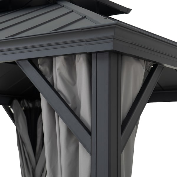 Sunjoy 10 ft. x 10 ft. Hardtop Gazebo, Outdoor Patio Aluminum Frame Gazebo - A102012121