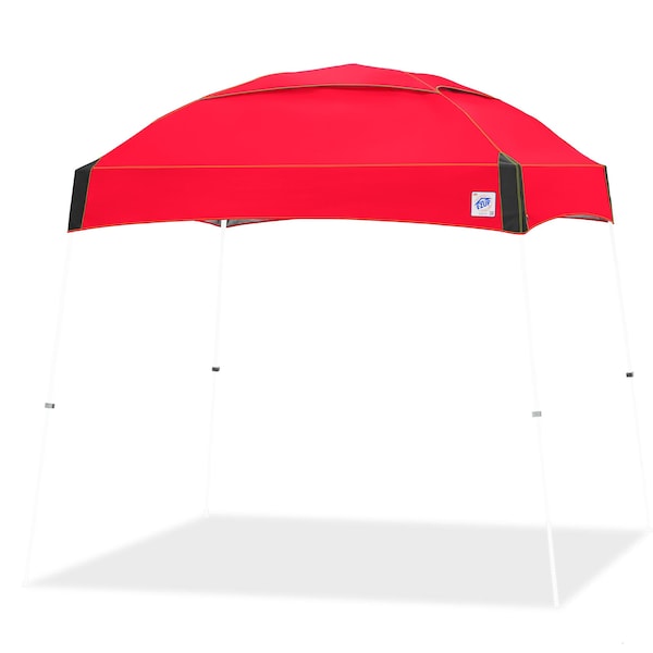 E-Z Up Dome Shelter, 10' W x 10' L, White Steel Frame, Red Top - DM3WH10PN