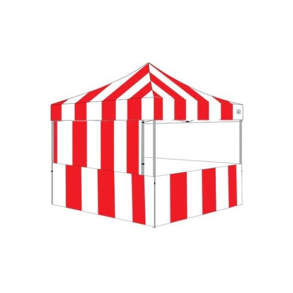 Impact Canopy Carnival Kit 8 FT x 8 FT  Steel Frame - 1 Top, 3 Rails Skirts, and 1 Backwall, Red and White - 040040011