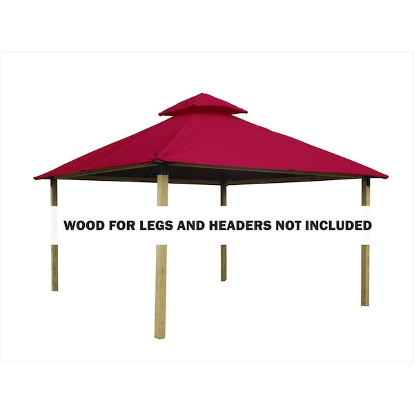 Acacia 14 sq. ft. Gazebo Roof Framing & Mounting Kit with Hibiscus Outdura Canopy - AGOK14- HIBISCUS