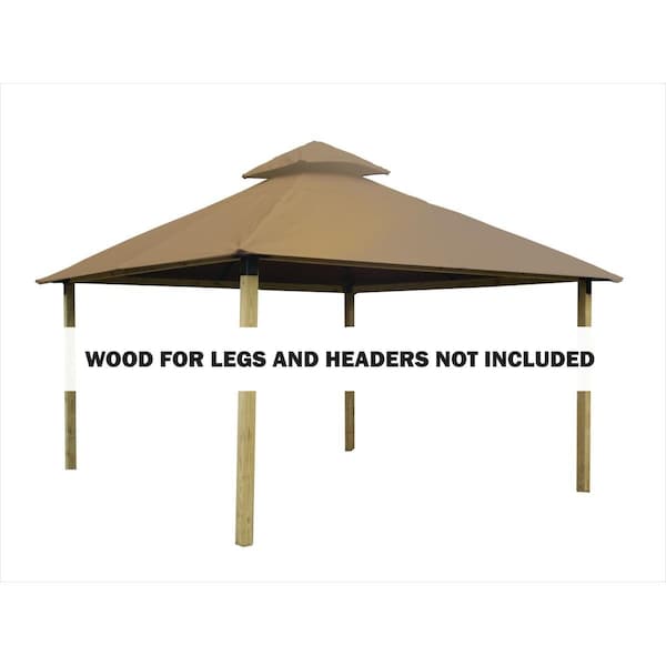 Acacia 14 sq. ft. Gazebo Roof Framing & Mounting Kit with Khaki Outdura Canopy - AGOK14- KHAKI