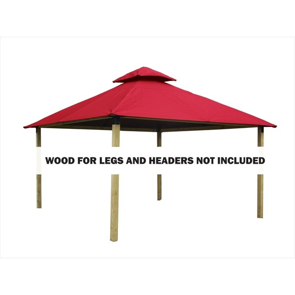 Acacia 12 sq. ft. Gazebo Roof Framing & Mounting Kit with Red Sundura Canopy - AGK12-SD RED