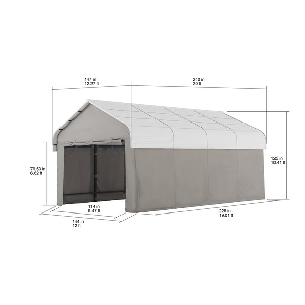 Sunjoy 20 ft. x 12 ft. Rockland Carport with Fabric Enclosure - A110000600