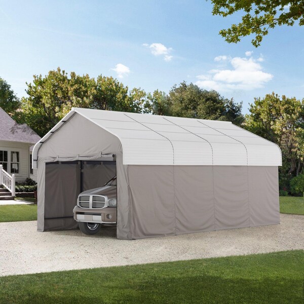 Sunjoy 20 ft. x 12 ft. Rockland Carport with Fabric Enclosure - A110000600