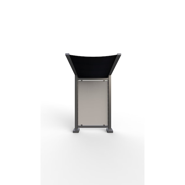 Ghent 63''W x 105''H Preserve, Single Unit, Glass, Walnut Slat Wall, Anodized Silver Frame, Navy Awning - PSV1FGSSILNVYWAL