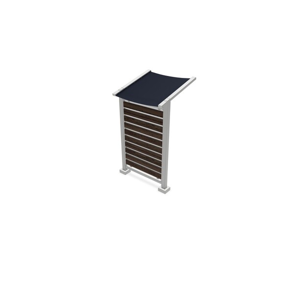 Ghent 63''W x 105''H Preserve, Single Unit, Glass, Walnut Slat Wall, Anodized Silver Frame, Navy Awning - PSV1FGSSILNVYWAL