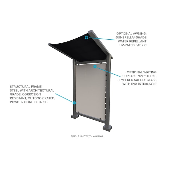 Ghent 63''W x 105''H Preserve, Single Unit, Glass, Walnut Slat Wall, Anodized Silver Frame, Navy Awning - PSV1FGSSILNVYWAL