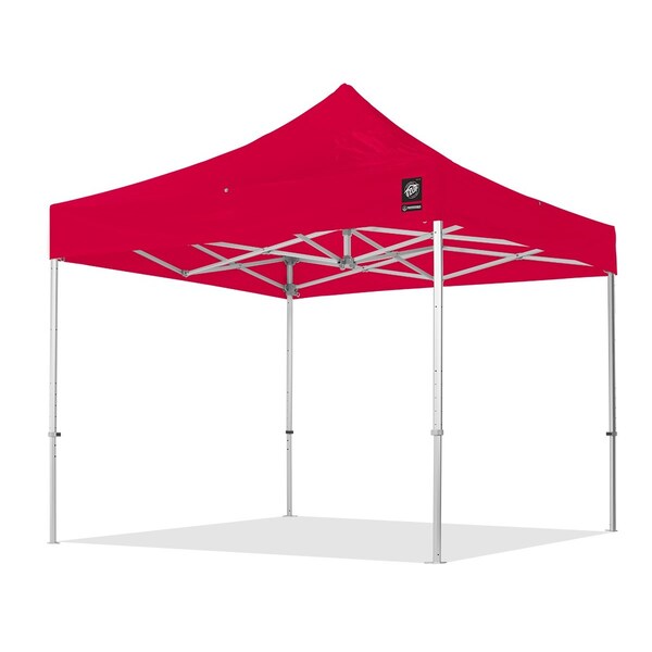 E-Z Up Freedom83 Shelter, 10' W x 10' L, TAA Compliant, Gray Aluminum Frame, Red Vinyl Top - F83KUV10RD