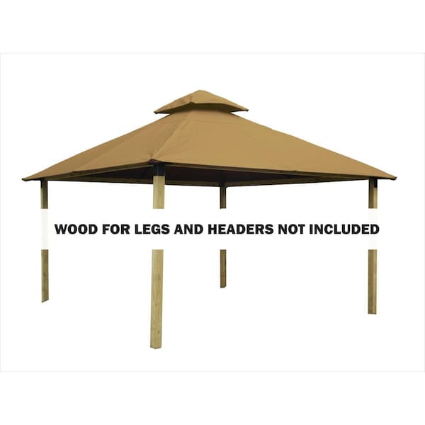 Acacia 14 sq. ft. Gazebo Roof Framing & Mounting Kit with Khaki Sundura Canopy - AGK14-SD KHAKI