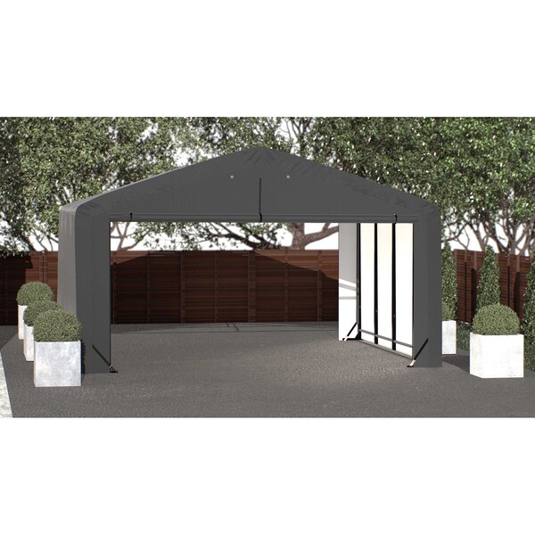 Shelterlogic ShelterTube Wind and Snow-Load Rated Garage, 20x18x12 Gray - SQAADD0103C02001812